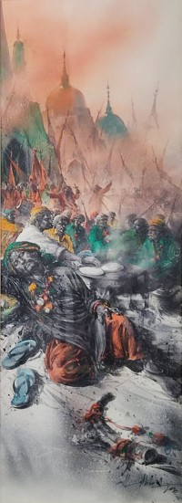 Ali Abbas, 11 x 30 inch, Watercolor on Paper, Figurative Painting-AC-AAB-320